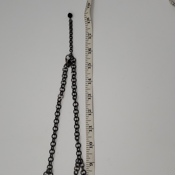Express Statement Necklace Gunmetal/Black/Clear Rhinestones and Chains - Picture 8 of 11